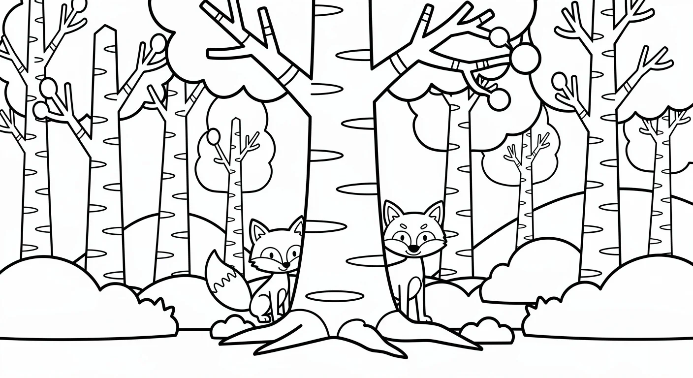 Dibujo de Abedul en bosque nórdico para Colorear