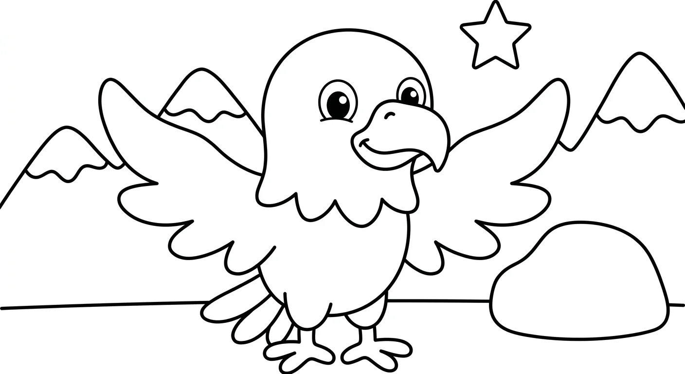 Eagle Coloring Page for Kids Ages 2 to 5