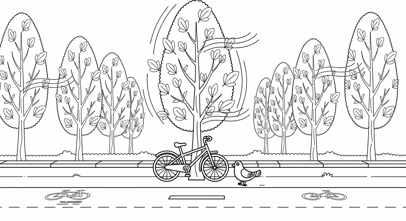 Poplar on the avenue Coloring Page