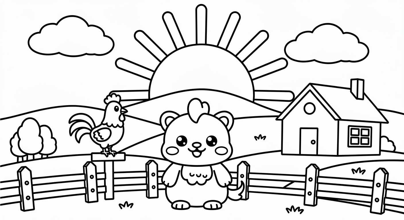 Dessin de lever de soleil à colorier gratuit, activité imprimable pour petits enfants