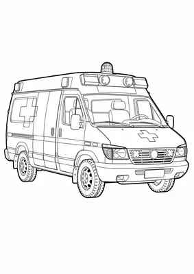 Dibujo de ambulancia para colorear gratis, imprimible para niños pequeños de 2 a 5 años