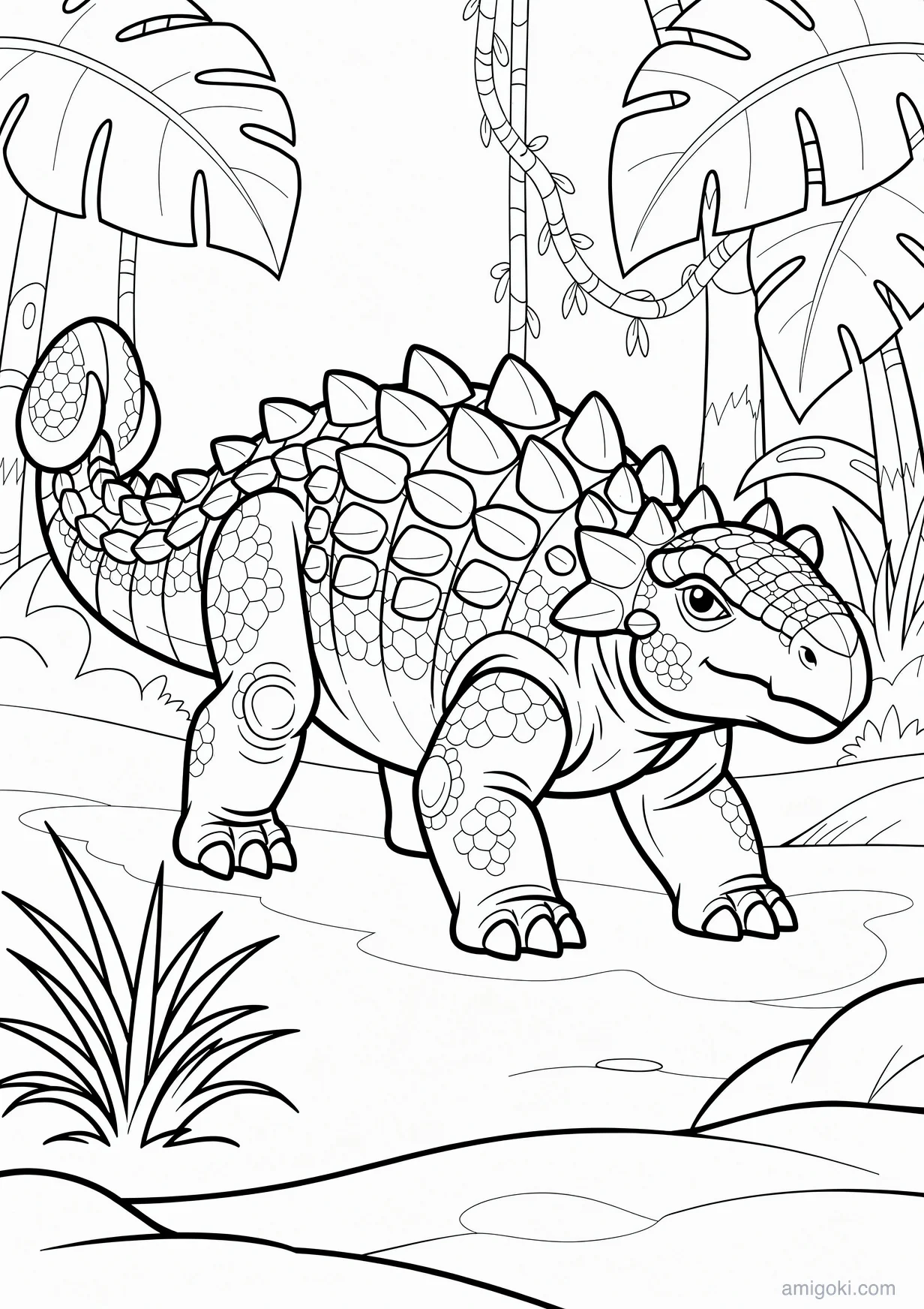 Ankylosaurus Coloring Page for Kids Ages 6 and Up