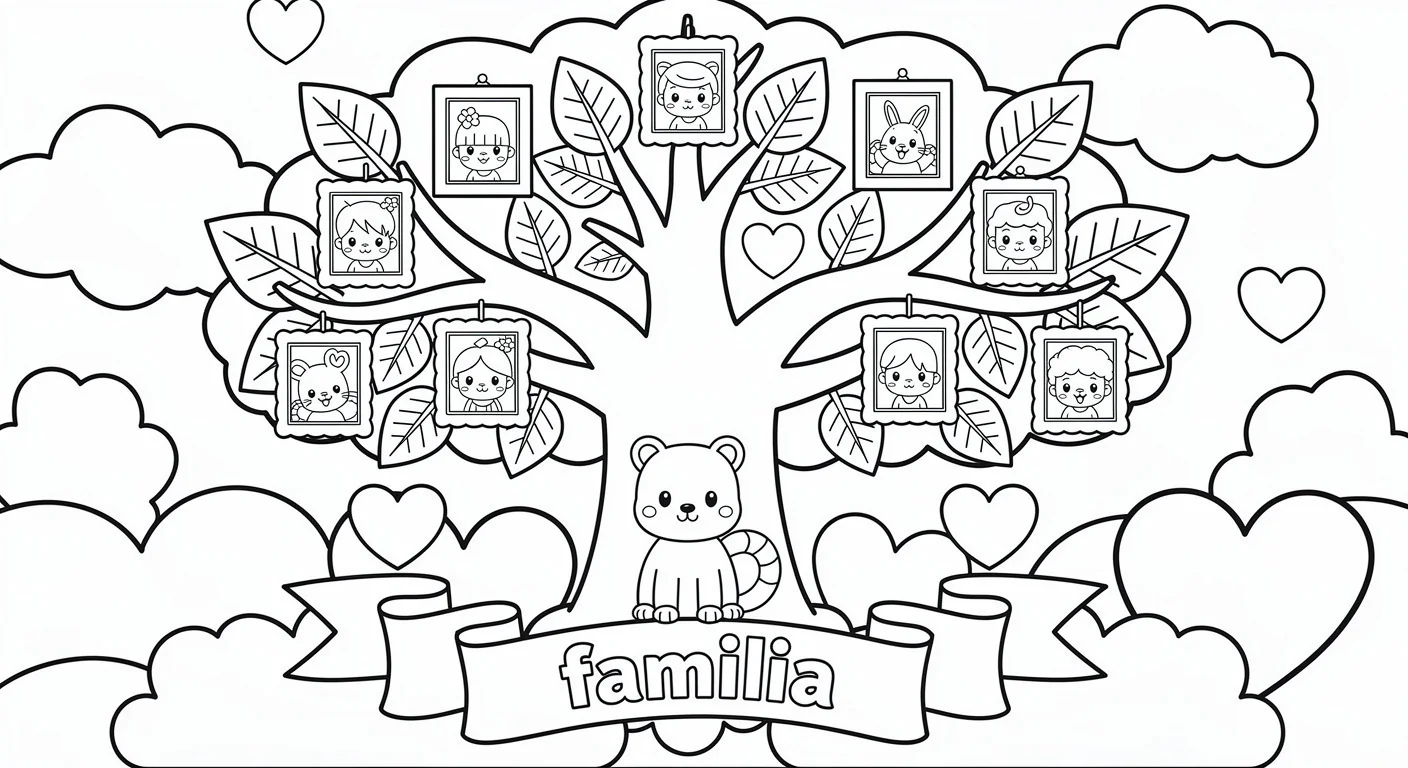 Dibujo de Árbol genealógico familiar para Colorear