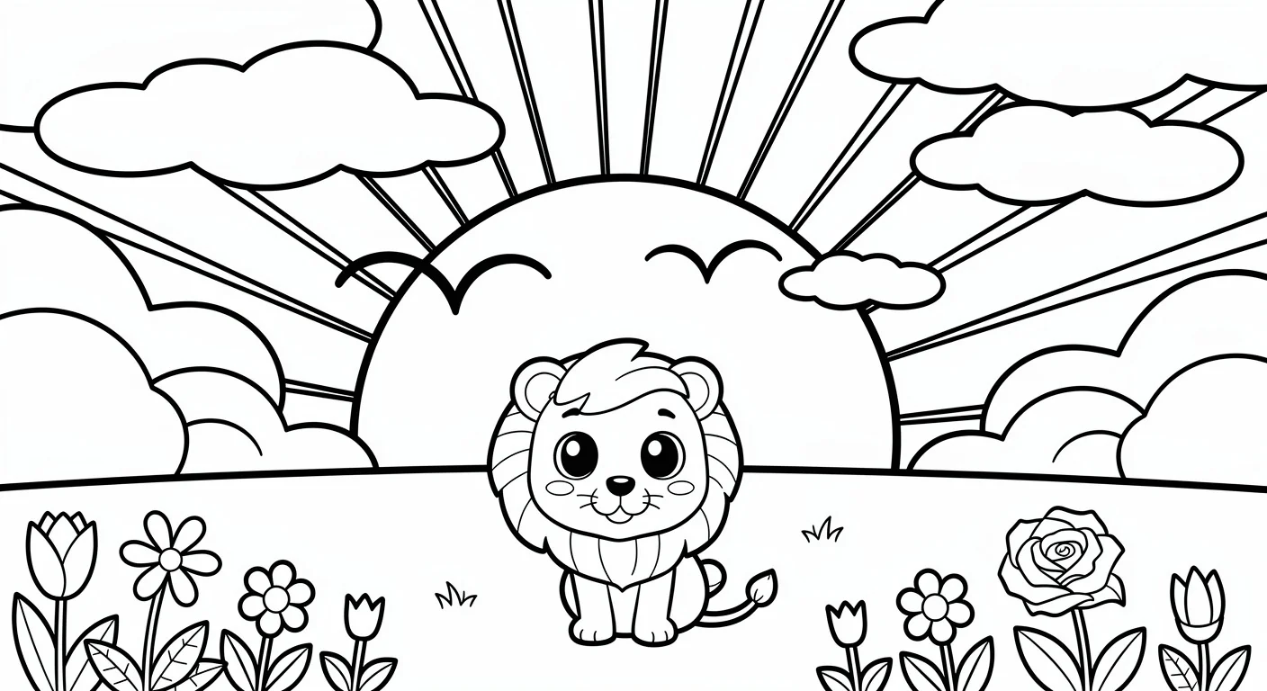 Sunset Coloring Page