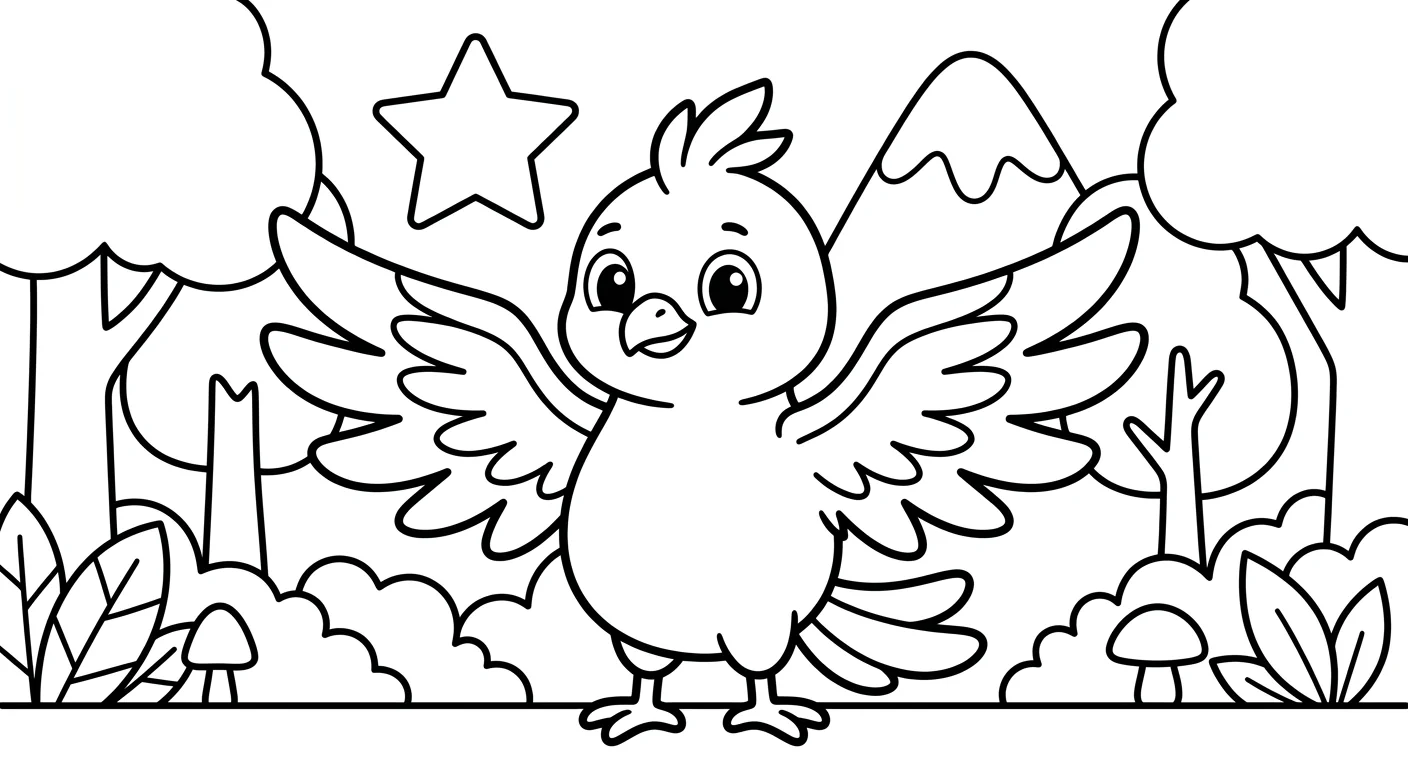 Dibujo de Ave fénix para Colorear para Niños de 2 a 5 Años