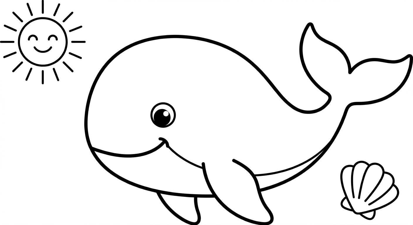 Dessin de baleine à colorier gratuit et imprimable pour enfants de 2 à 5 ans