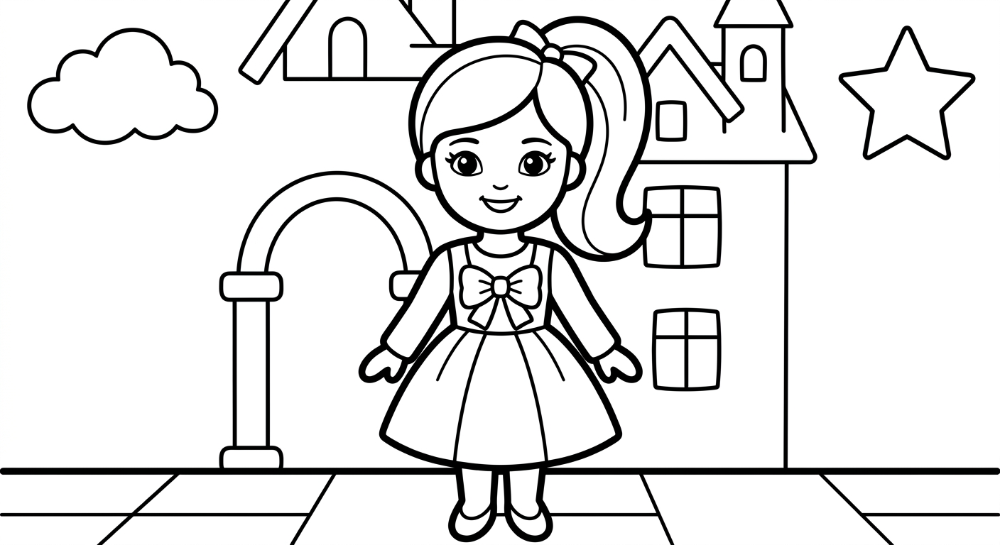 Barbie coloring page for kids ages 2-5, free printable drawing activity
