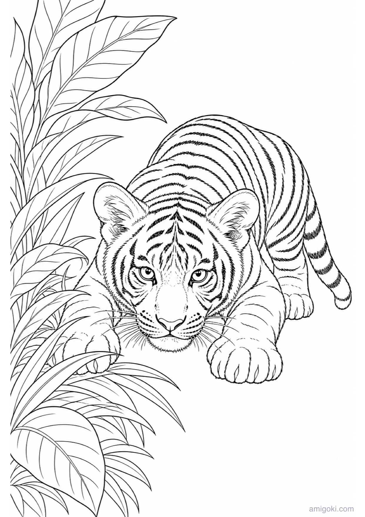 Dibujo de Cachorro de Tigre para Colorear e Imprimir