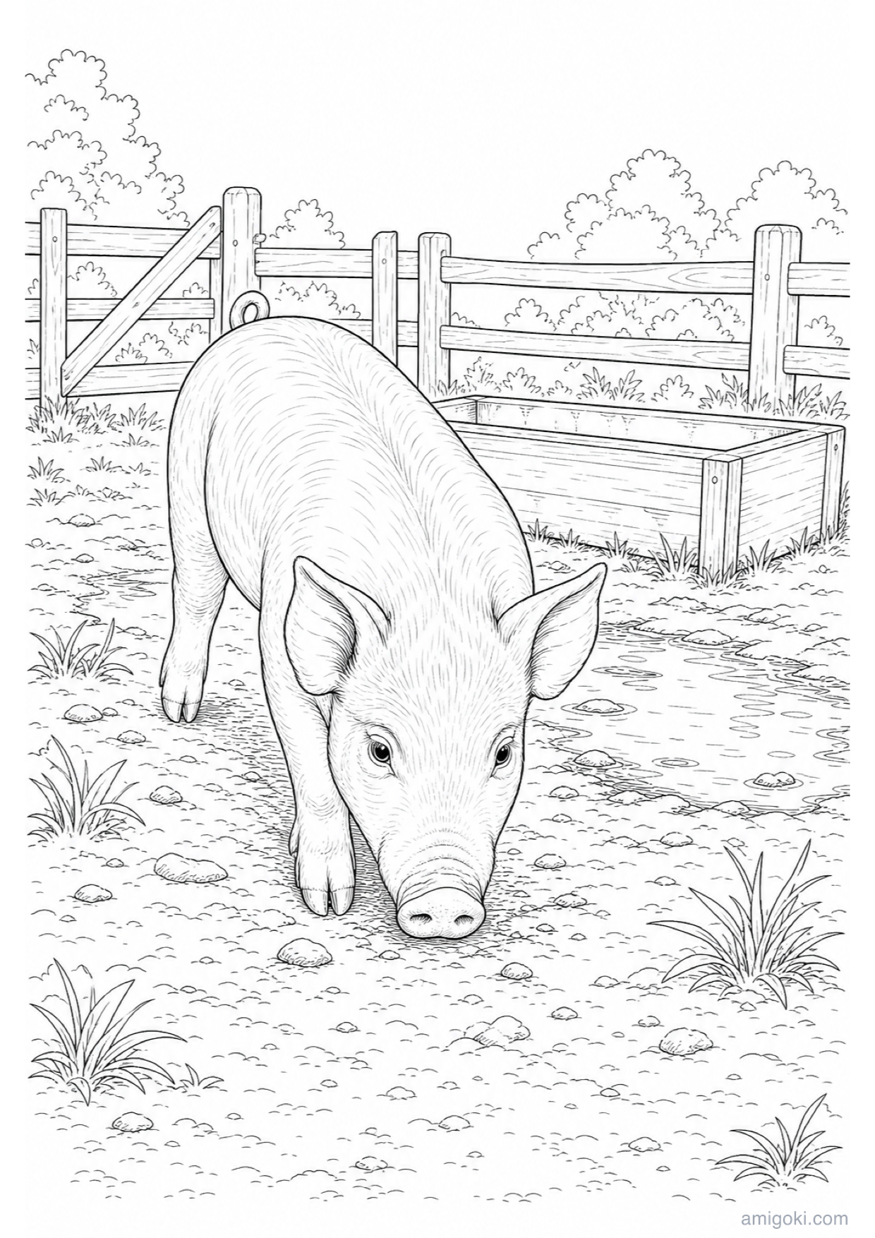 Dibujo de Cerdito para Colorear e Imprimir