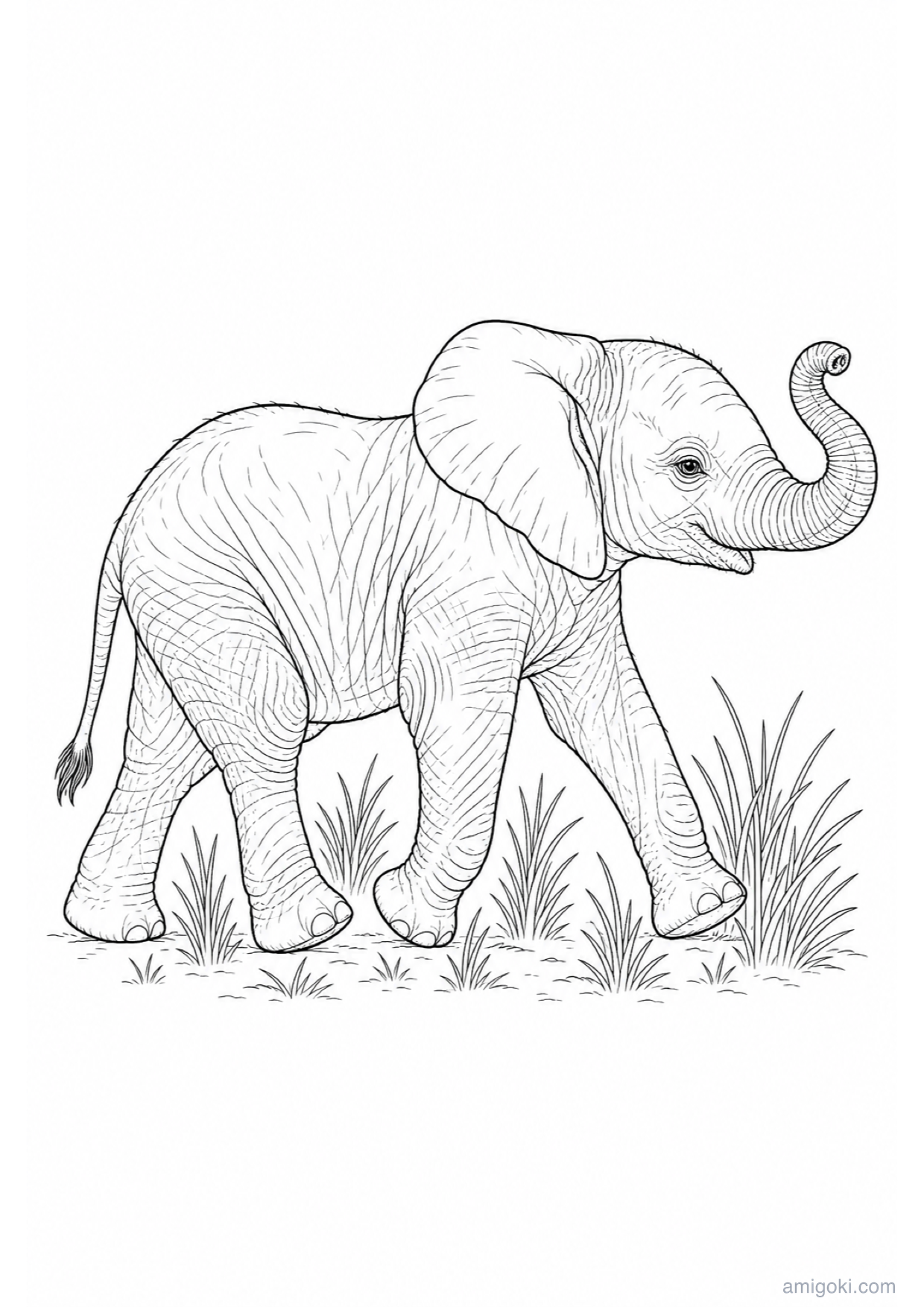 Dibujo de Elefante Bebé para Colorear e Imprimir