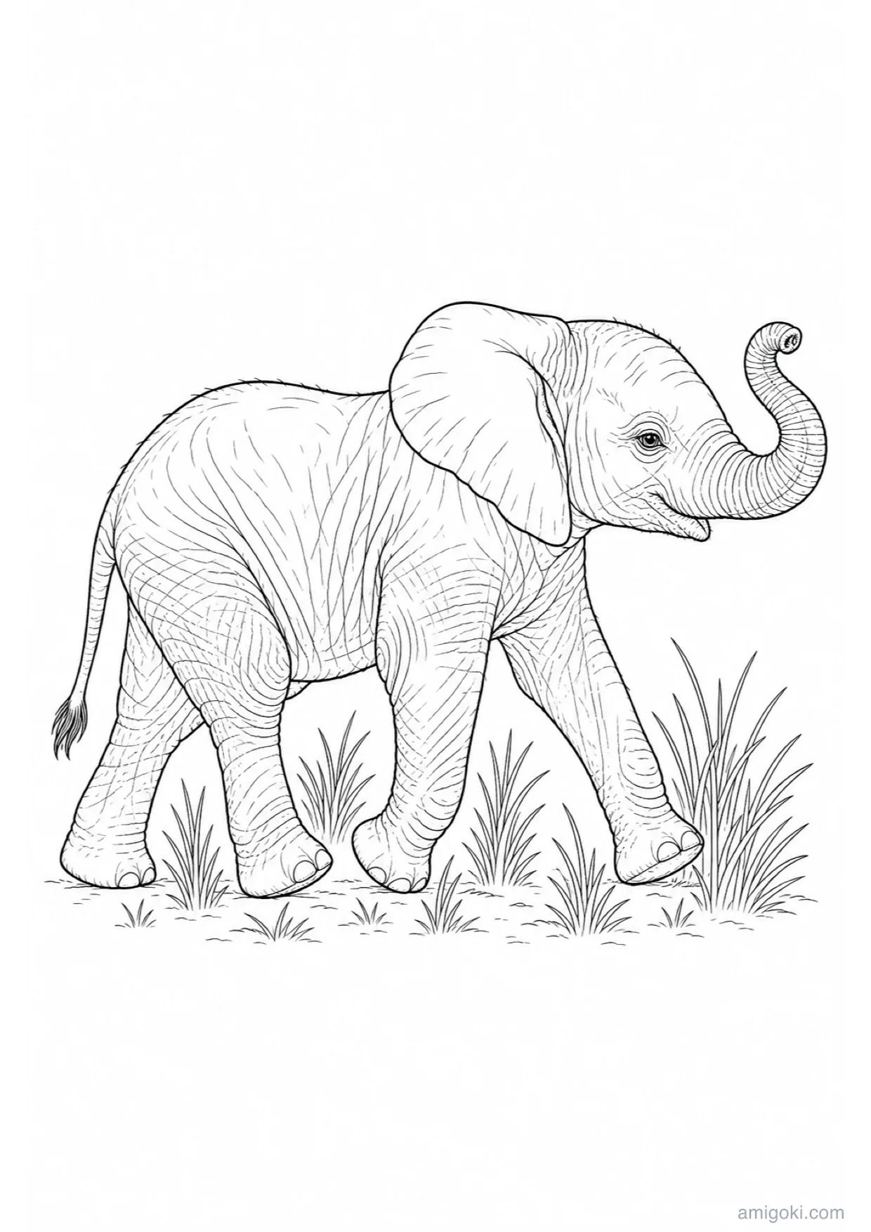 Dessin de Bébé Éléphant à Colorier et Imprimer