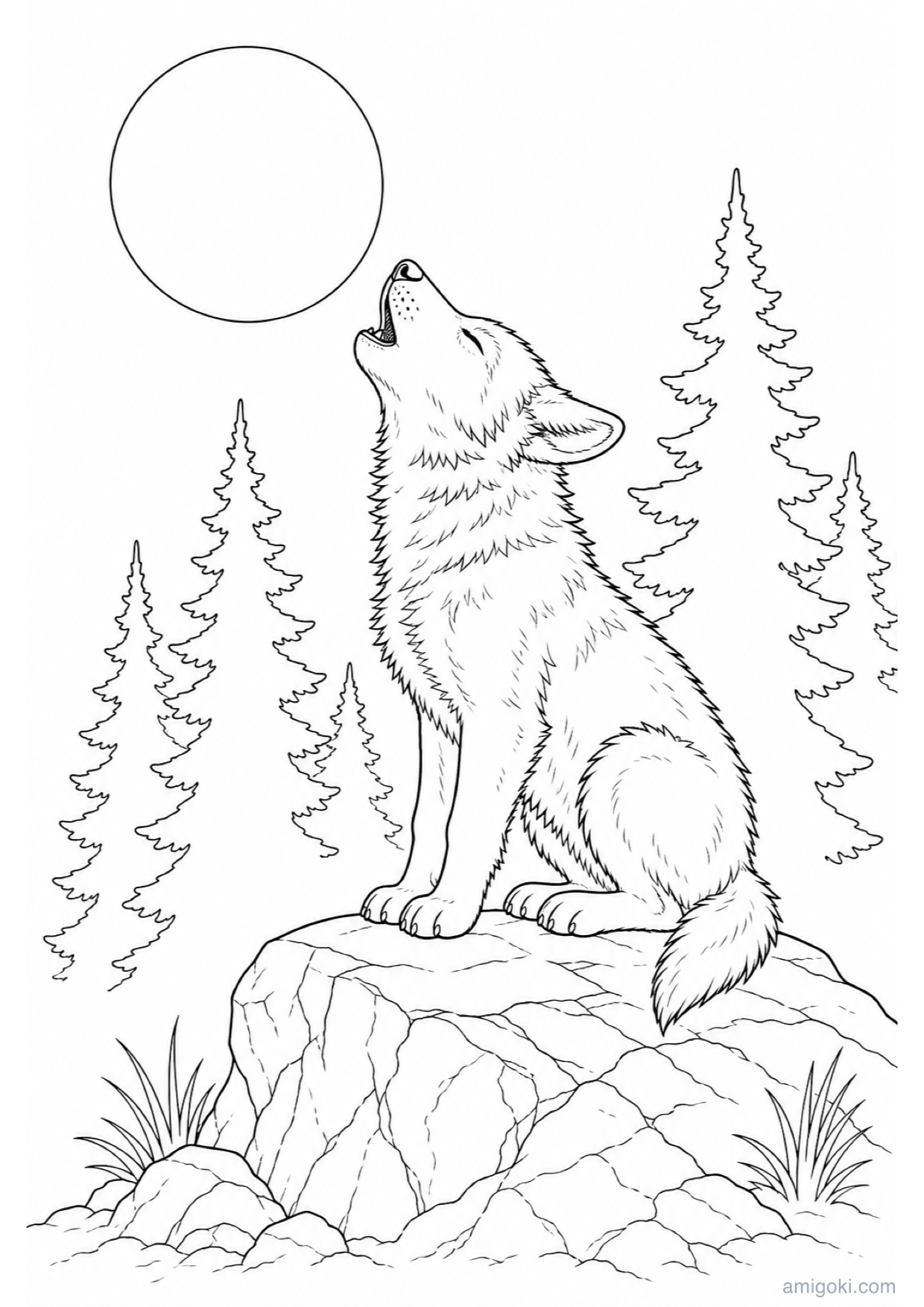 Dibujo de Lobezno Aullando para Colorear e Imprimir