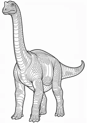 Brachiosaurus coloring page for kids, free printable dinosaur drawing activity for toddlers