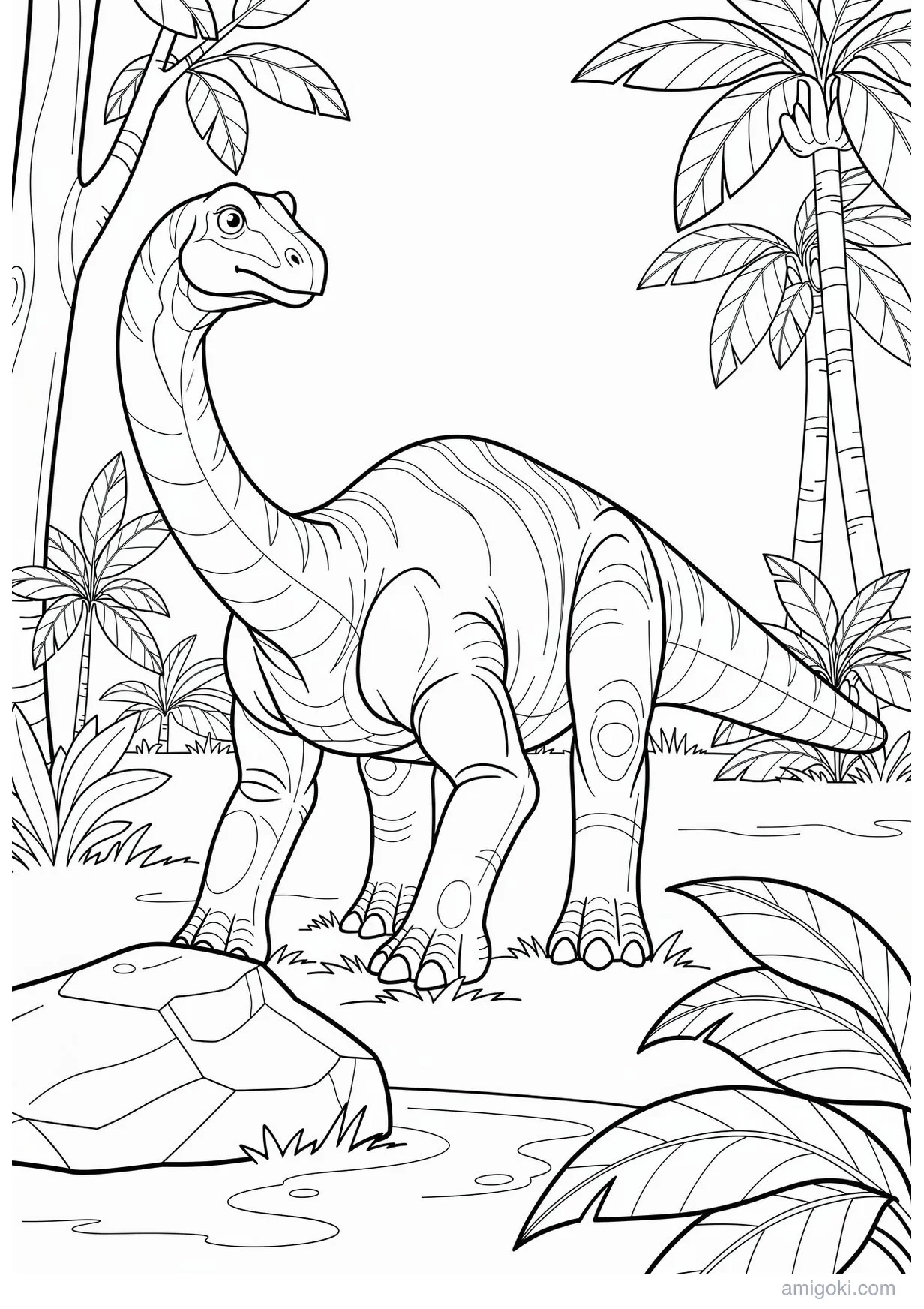 Brontosaurus Drawing to Color for Ages 6 and Up