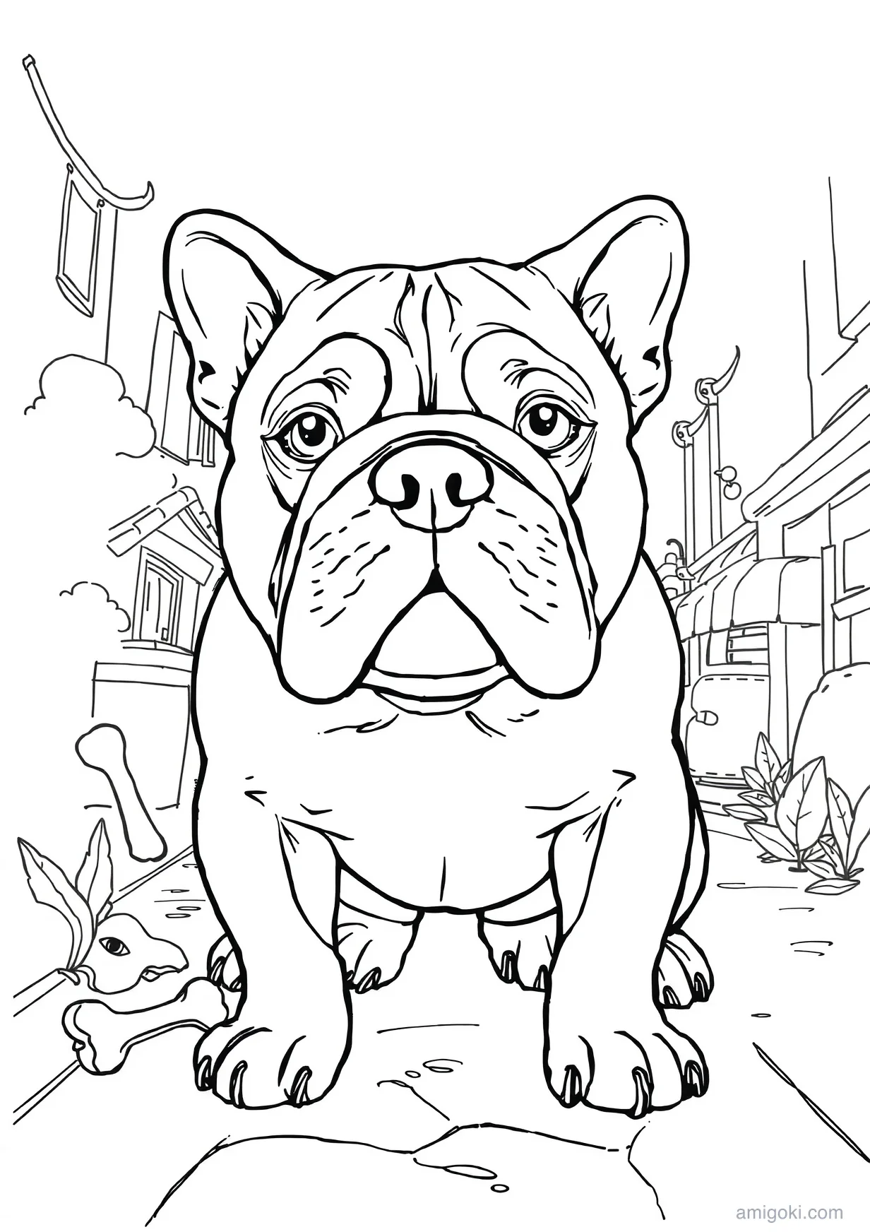 Dessin de Bulldog à Colorier pour Enfants de 6 Ans et Plus