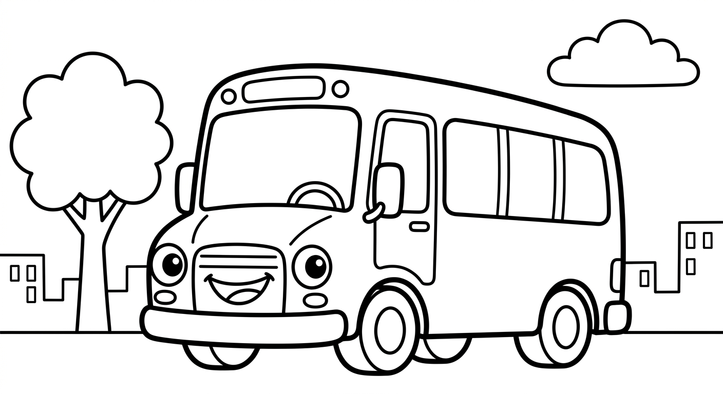 Dibujo de Bus para Colorear para Niños de 2 a 5 Años