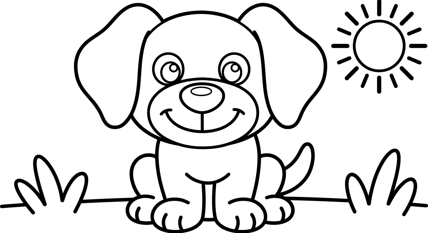 Dibujo de Cachorro bebé para Colorear para Niños de 2 a 5 Años
