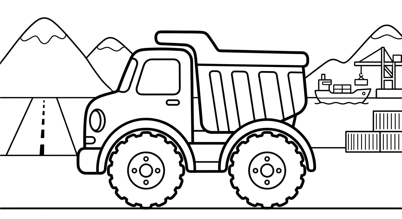 Desenho de Caminhão para Colorir para Crianças de 2 a 5 Anos