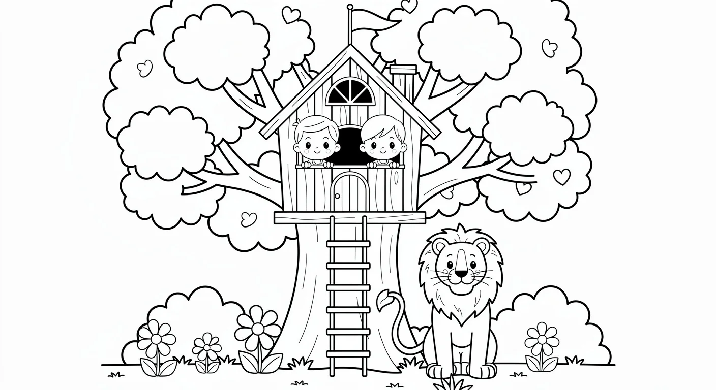 Tree house Coloring Page
