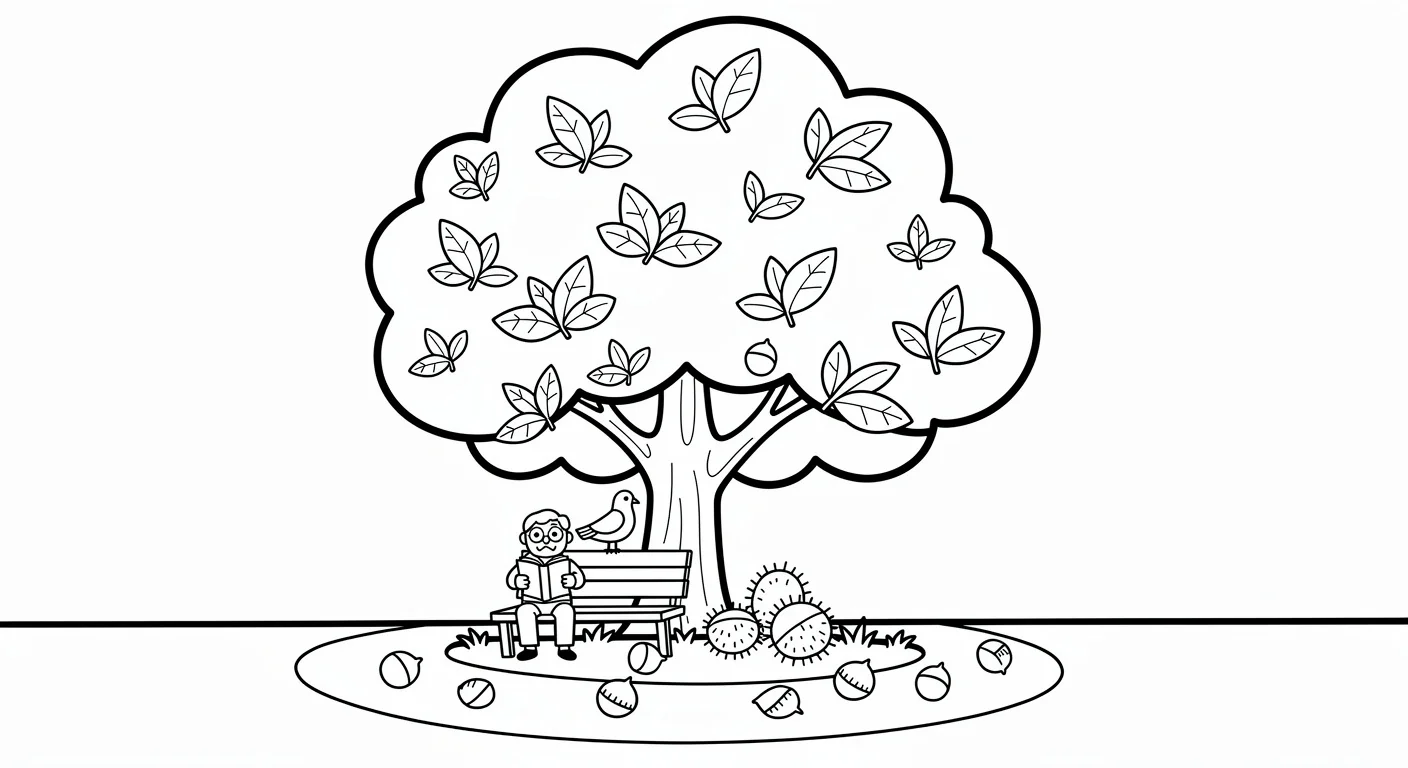 Dibujo de Castaño en parque urbano para Colorear