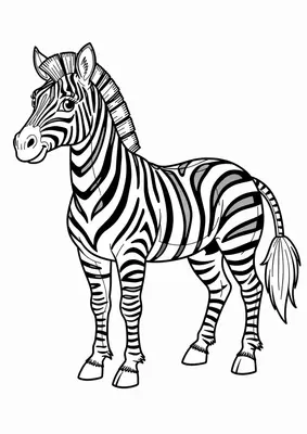 Dibujo de cebra para colorear gratis, imprimible en PDF para niños pequeños de 2 a 5 años