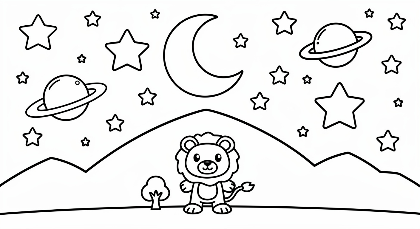 Dessin de ciel étoilé à colorier gratuit, activité imprimable PDF pour petits enfants