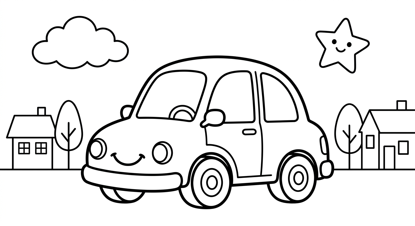 Dibujo de Coche para Colorear para Niños de 2 a 5 Años