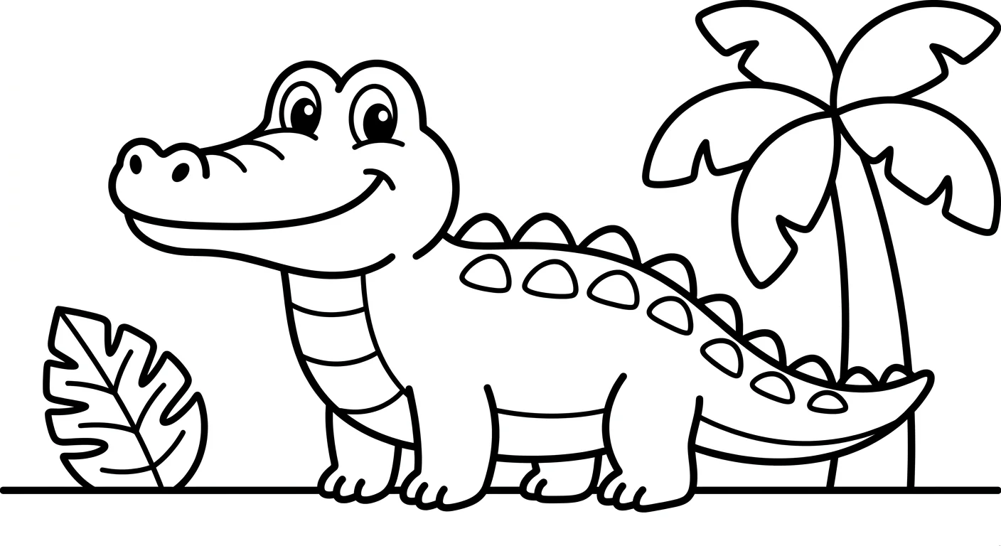 Crocodile Drawing to Color for Children Ages 2-5