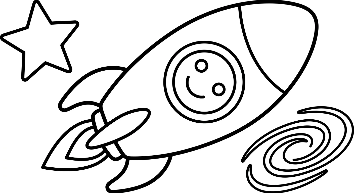 Rocket Coloring Pages for Kids Ages 2 to 5