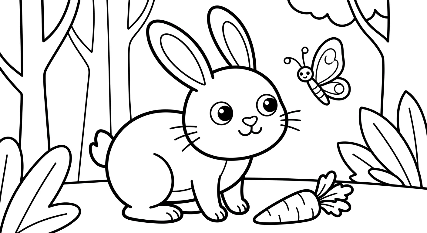 Bunny Coloring Page for Children Ages 2-5