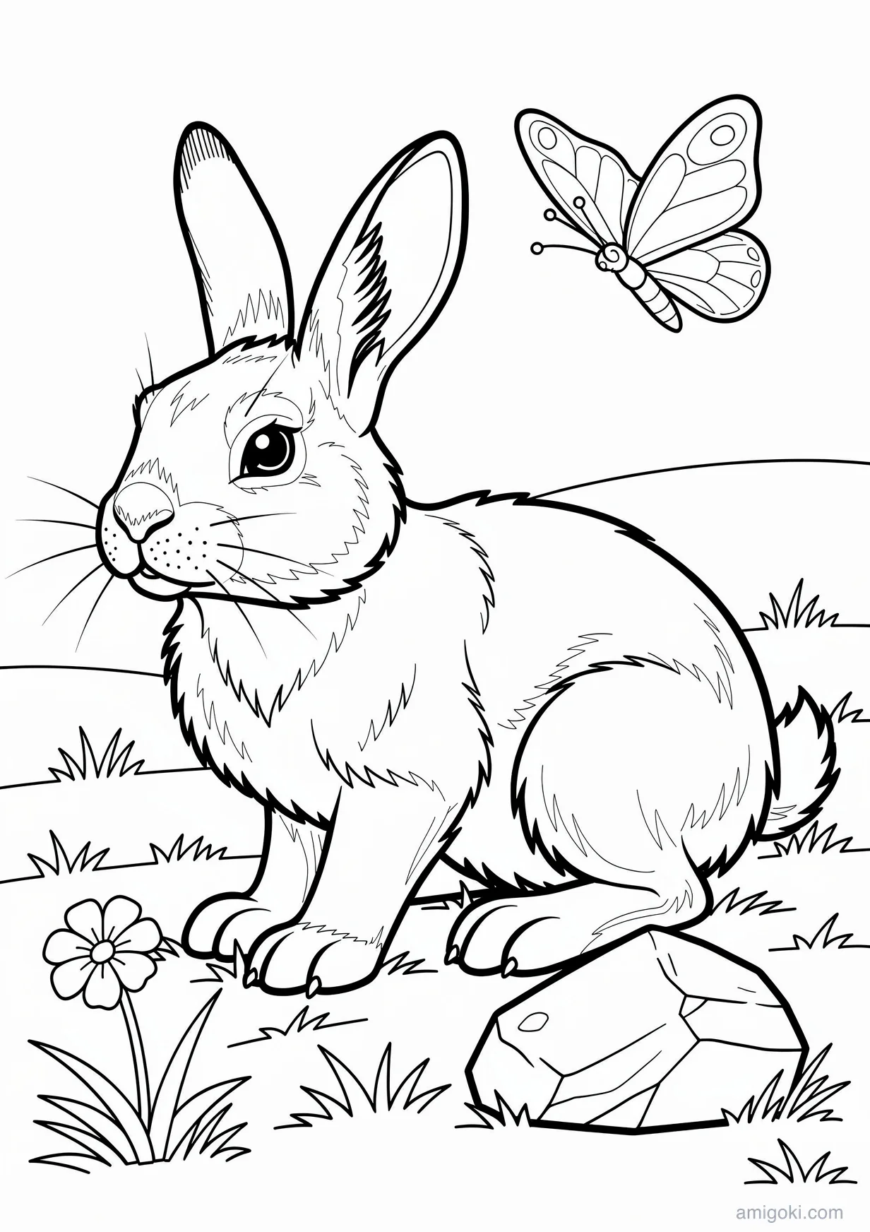 Desenho de Coelho da Fazenda para Colorir para Maiores de 6 Anos