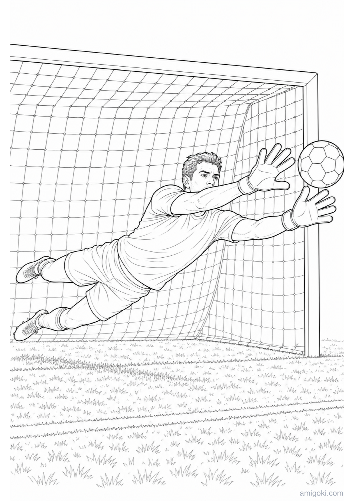 Goalkeeper Coloring Page to Print Free