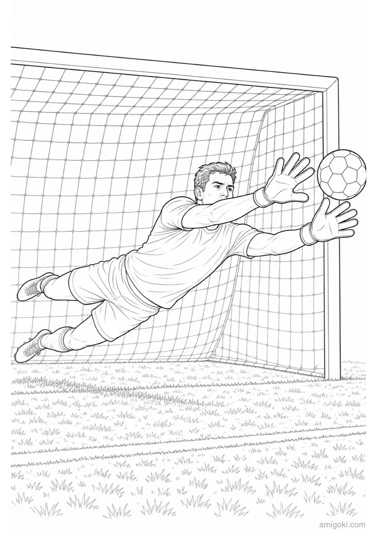 Goalkeeper Coloring Page to Print Free