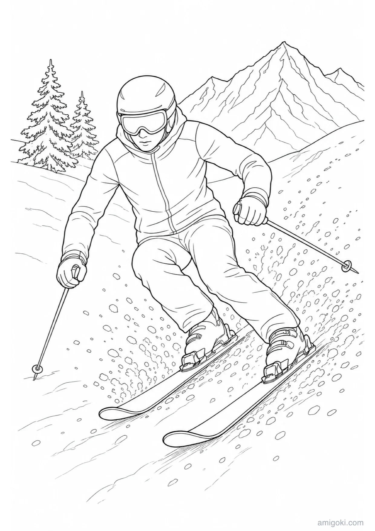 Desenho de Esqui para Colorir e Imprimir