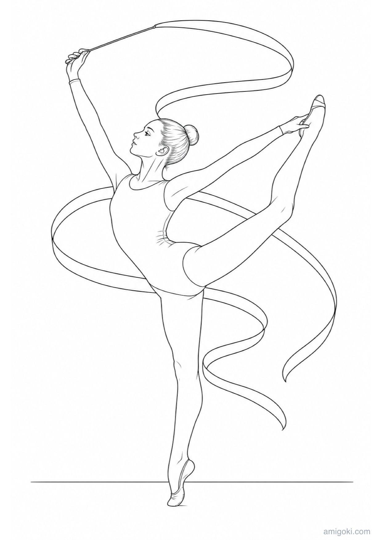 Desenho de Ginástica Rítmica para Colorir e Imprimir