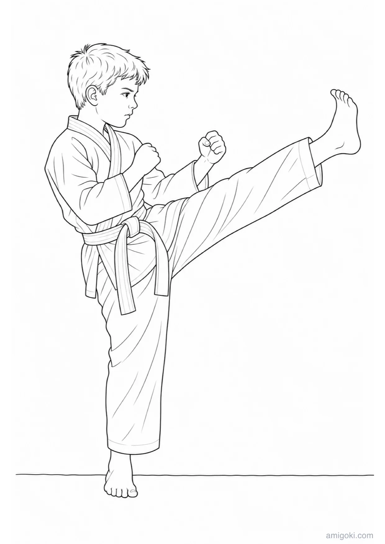 Desenho de Caratê para Colorir e Imprimir