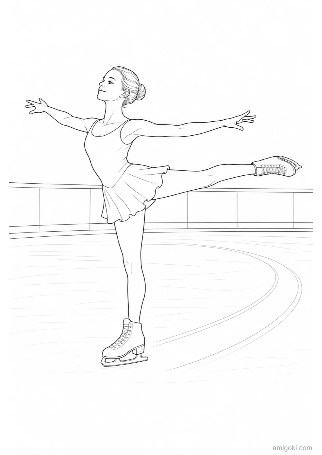 Ice Skating Coloring Page to Print Free