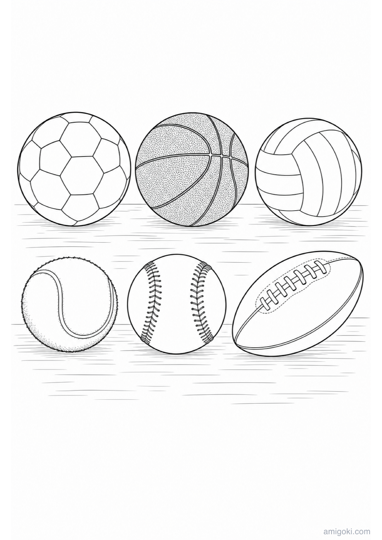 Dessin de Ballons de Sport à Colorier et Imprimer