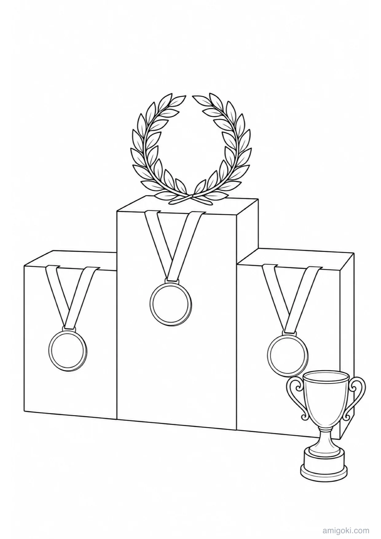 Dessin de Podium avec Médailles à Colorier et Imprimer