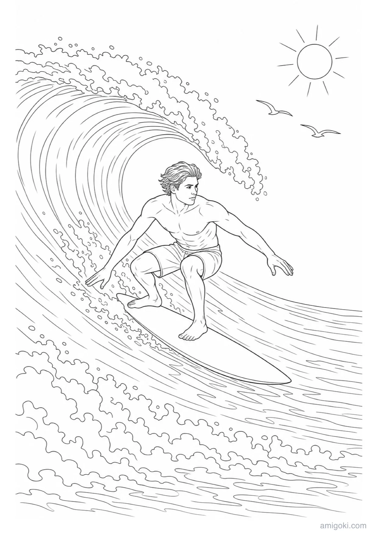 Dibujo de Surf para Colorear e Imprimir