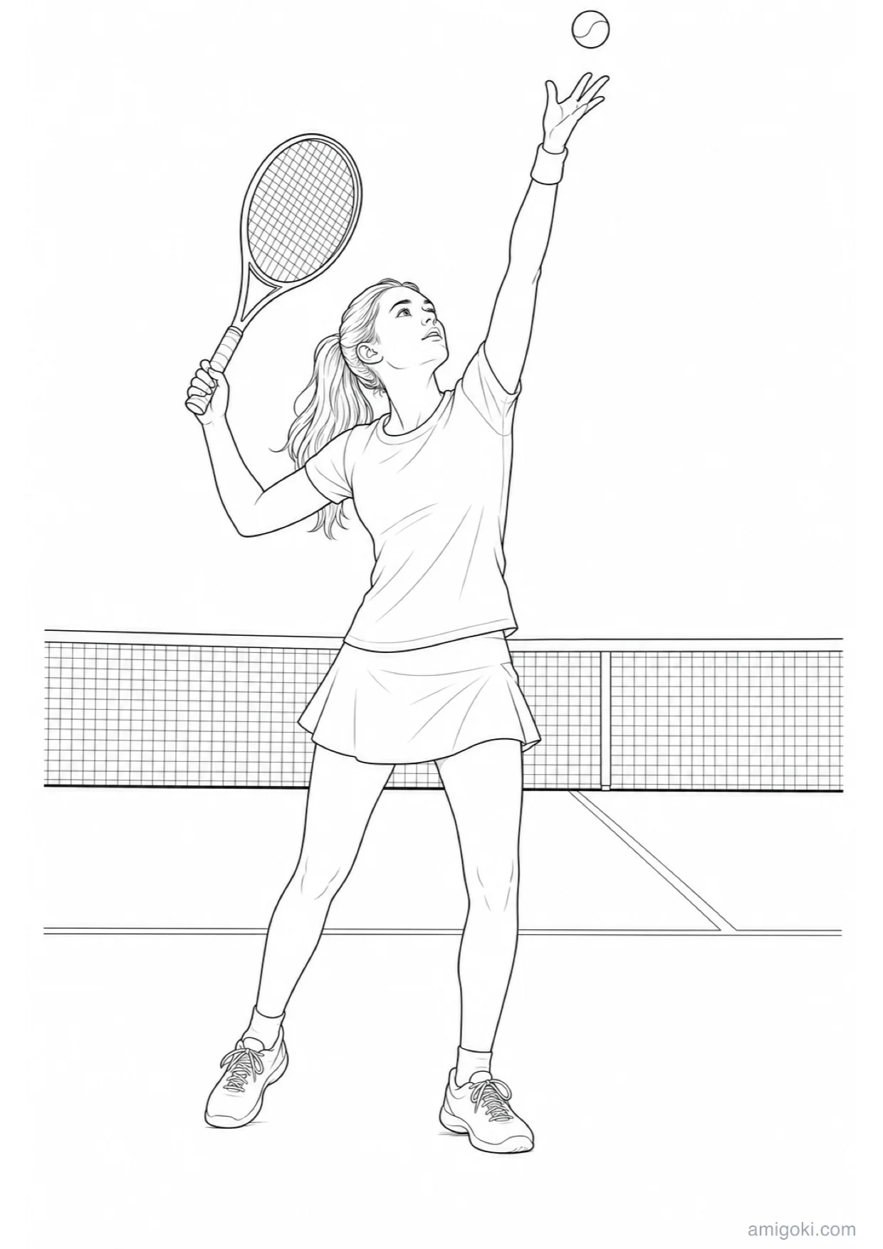 Tennis Coloring Page to Print Free