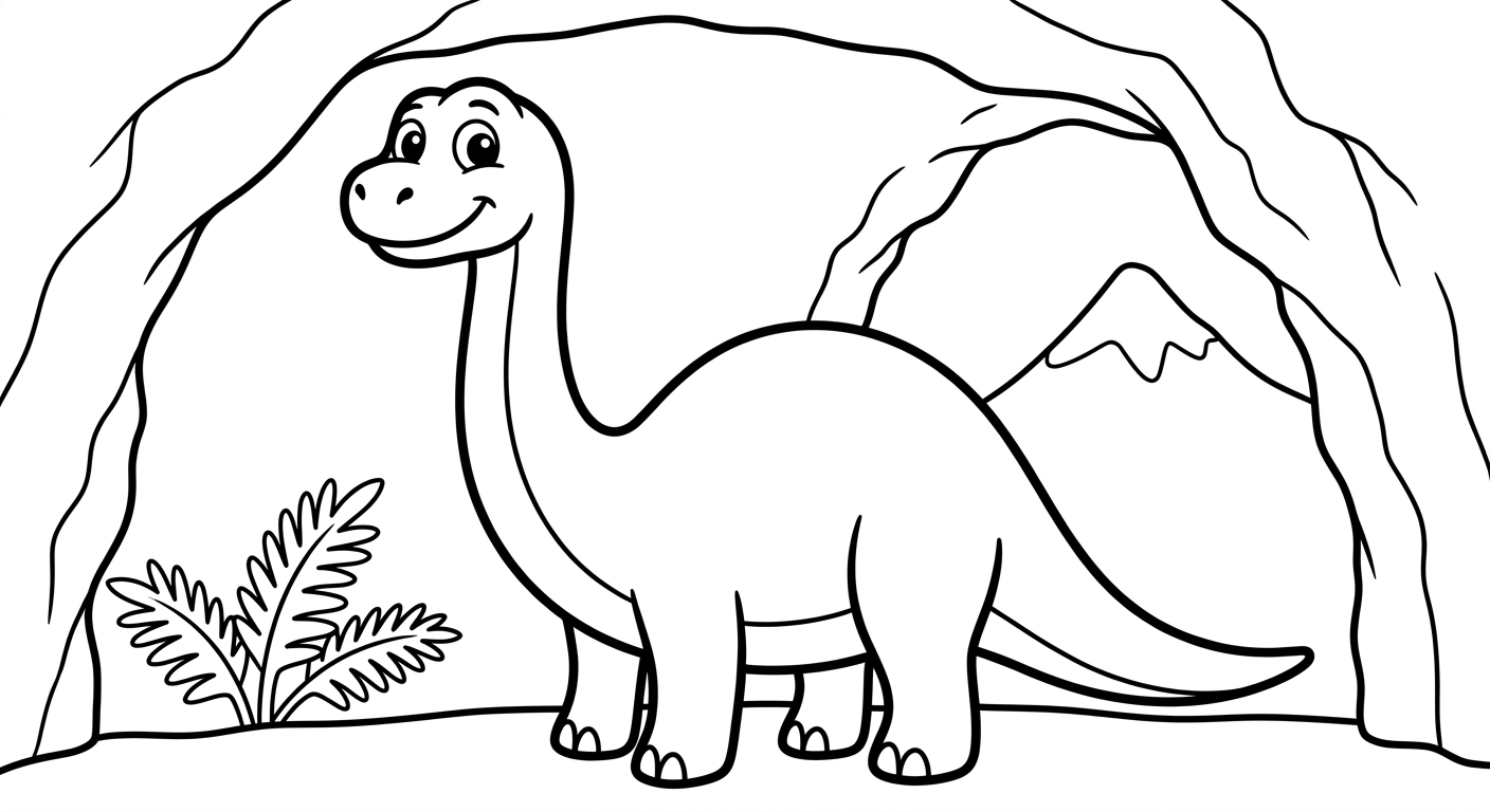 Free dinosaur coloring page printable PDF for kids ages 2-5 to color and enjoy
