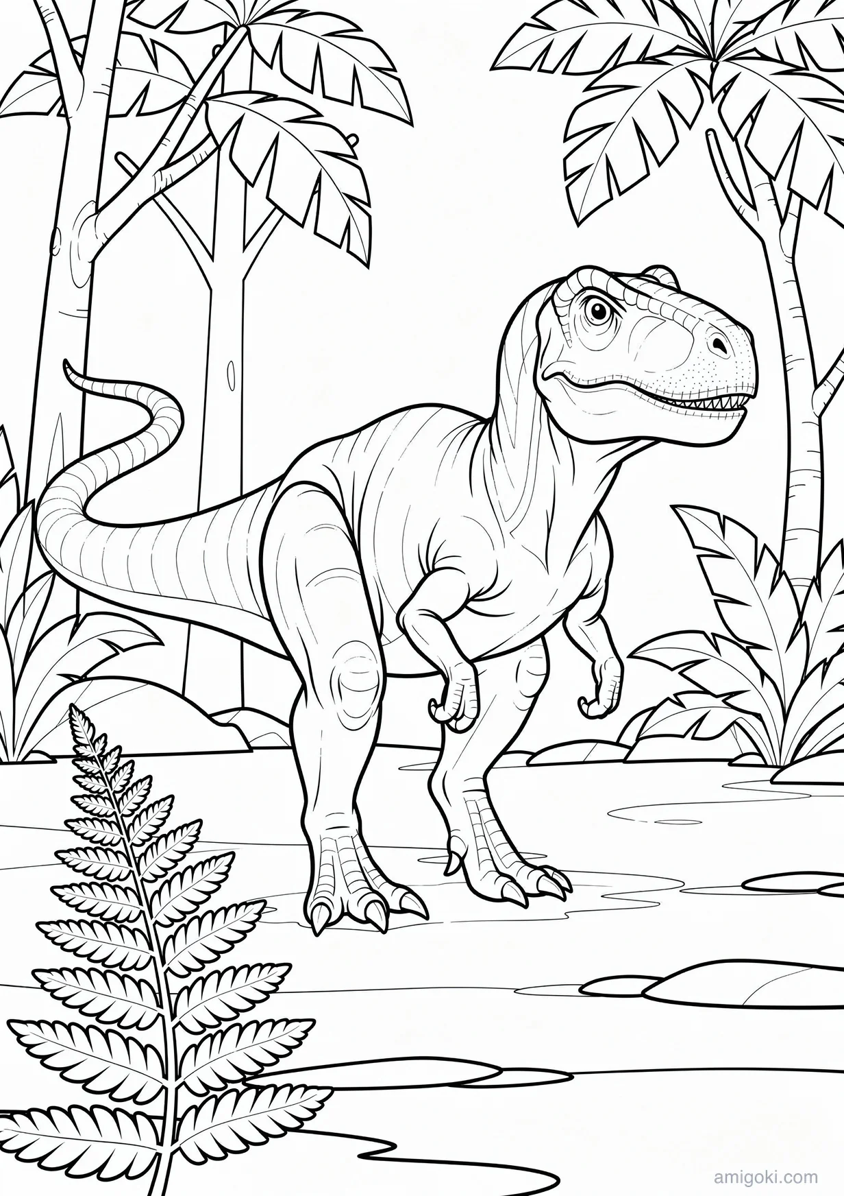 Coloriage de Dinosaure Détaillé pour Enfants de 6 ans et Plus