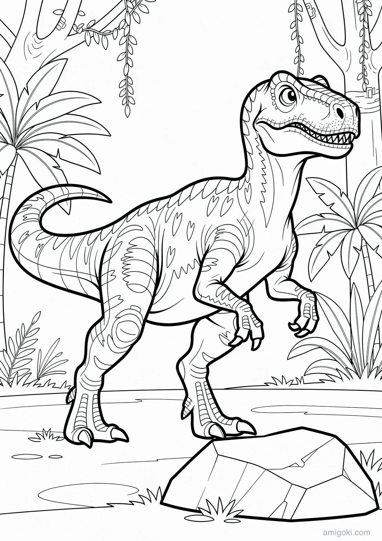 Animated Dinosaur Drawing to Color for Ages 6+