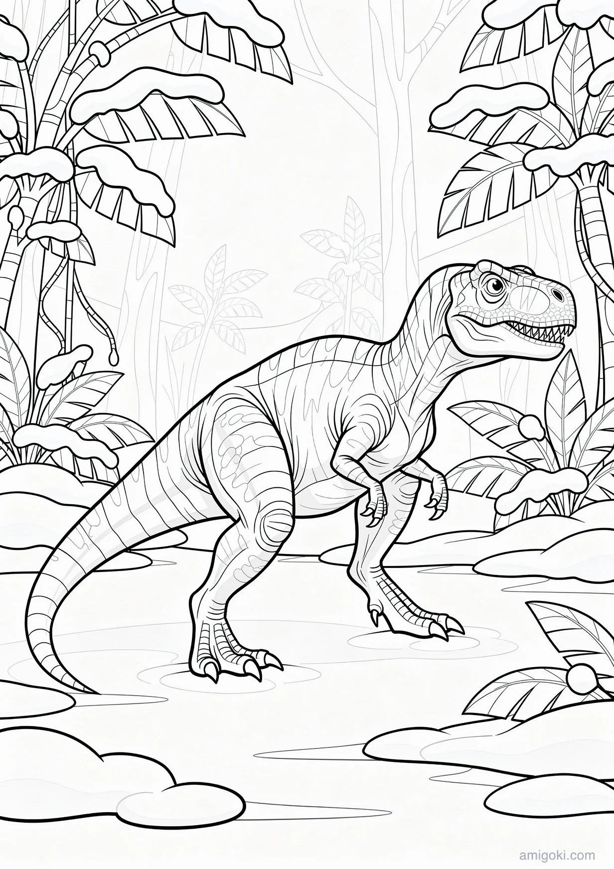 Dessin de Dinosaure de Noël à Colorier pour les Enfants de 6 Ans et Plus