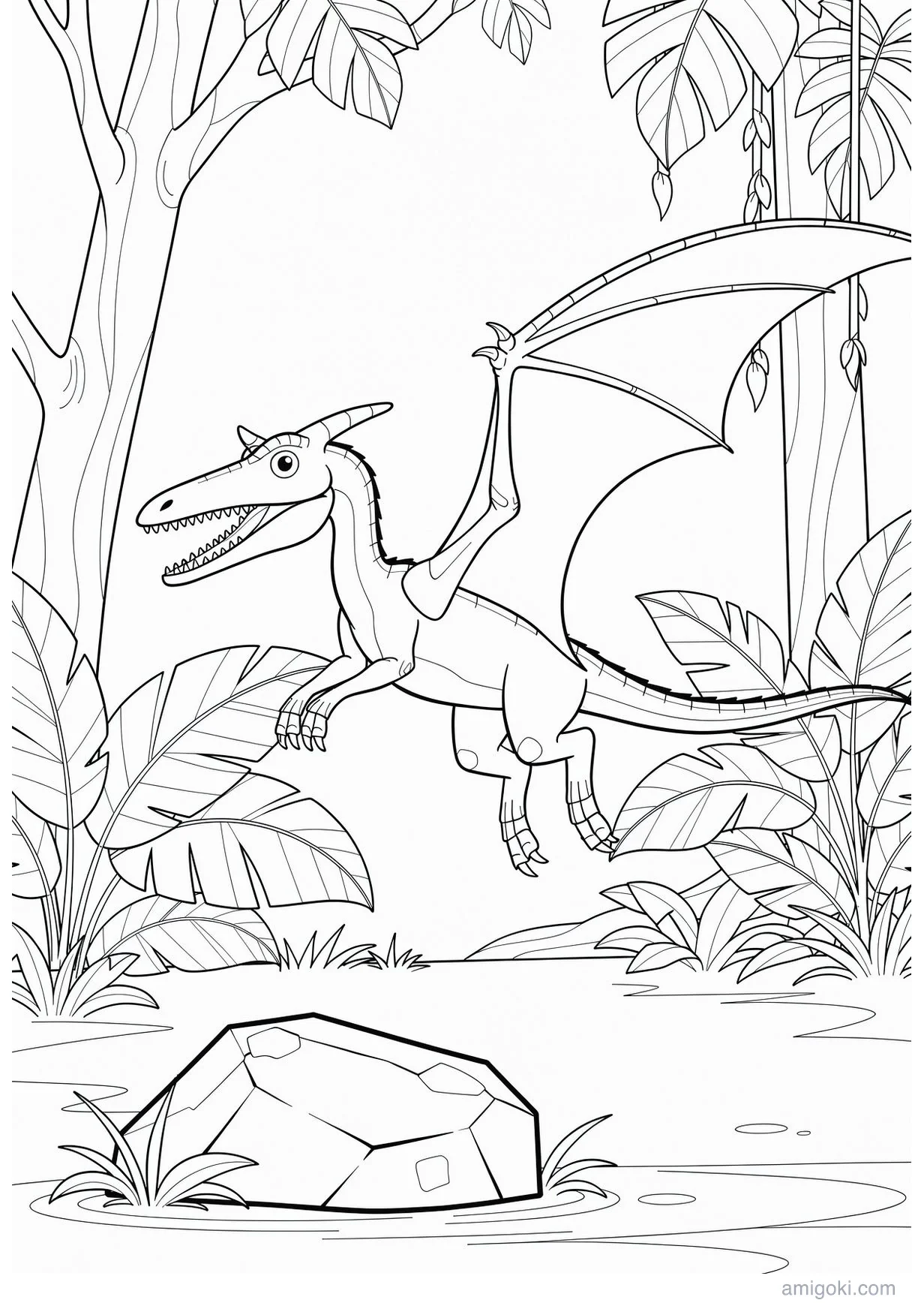 Desenho de Dinossauro Voador para Colorir para Maiores de 6 Anos