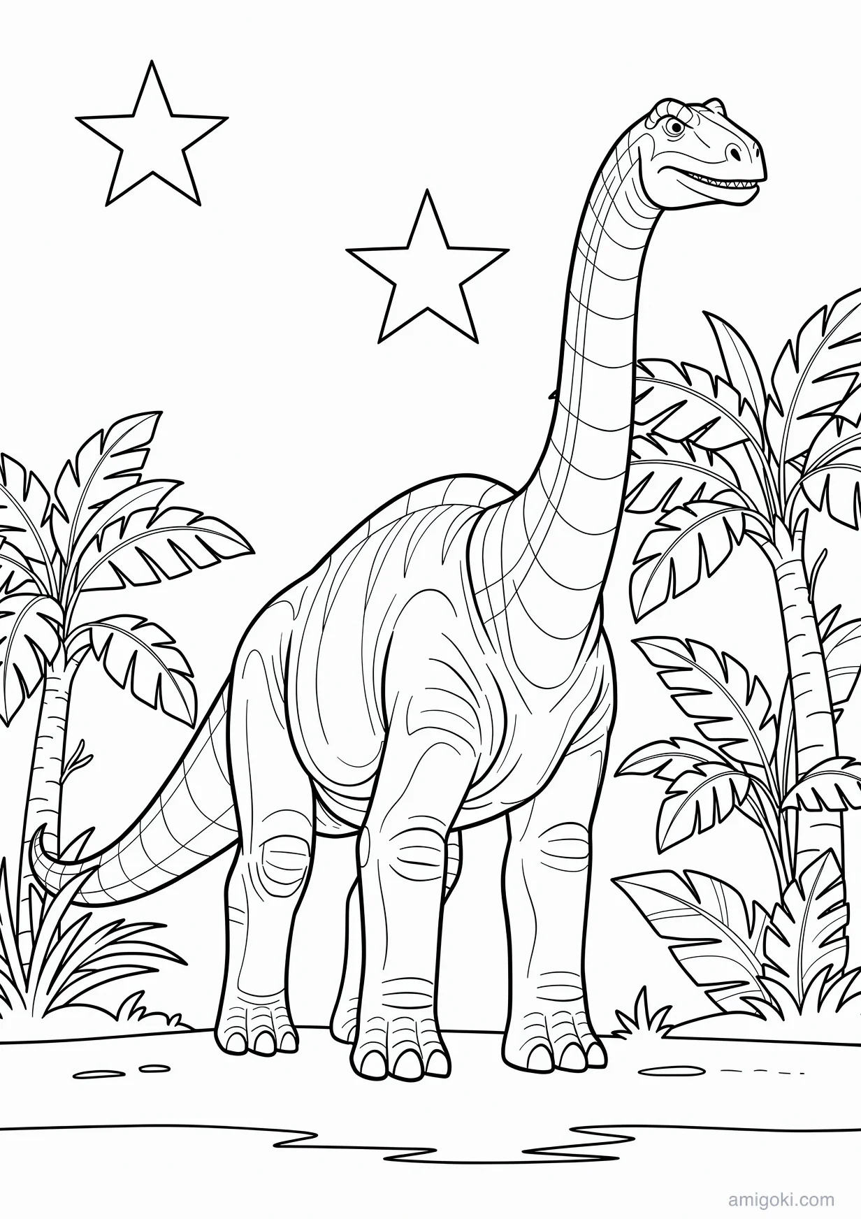 Dessin de Diplodocus à Colorier pour Enfants de 6 Ans et Plus