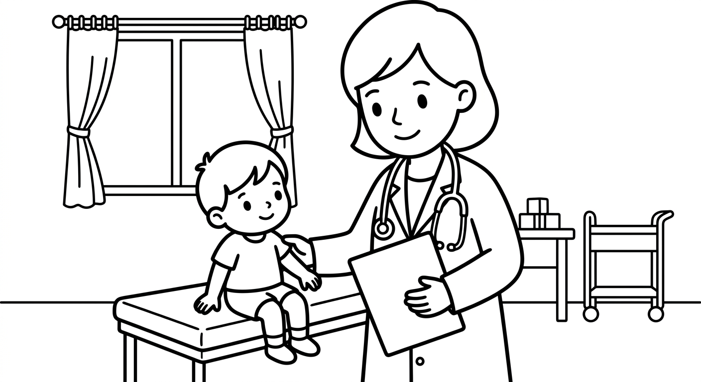 Doctor coloring page for kids ages 2-5, free printable professional activity sheet