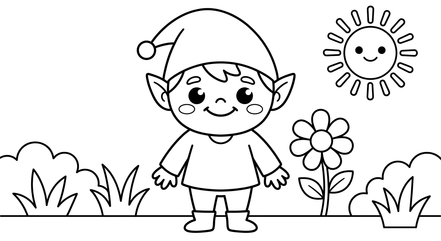 Dibujo de Duende del bosque para Colorear para Niños de 2 a 5 Años