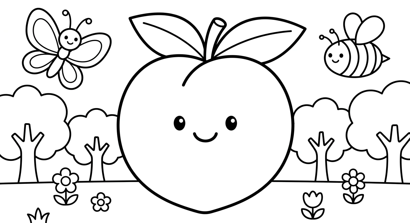 Dibujo de Durazno para Colorear para Niños de 2 a 5 Años